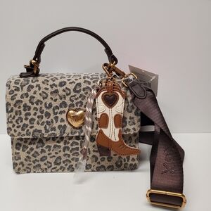 Betsey Johnson Leopard Print Women's Bag with Cowboy Boot Charm